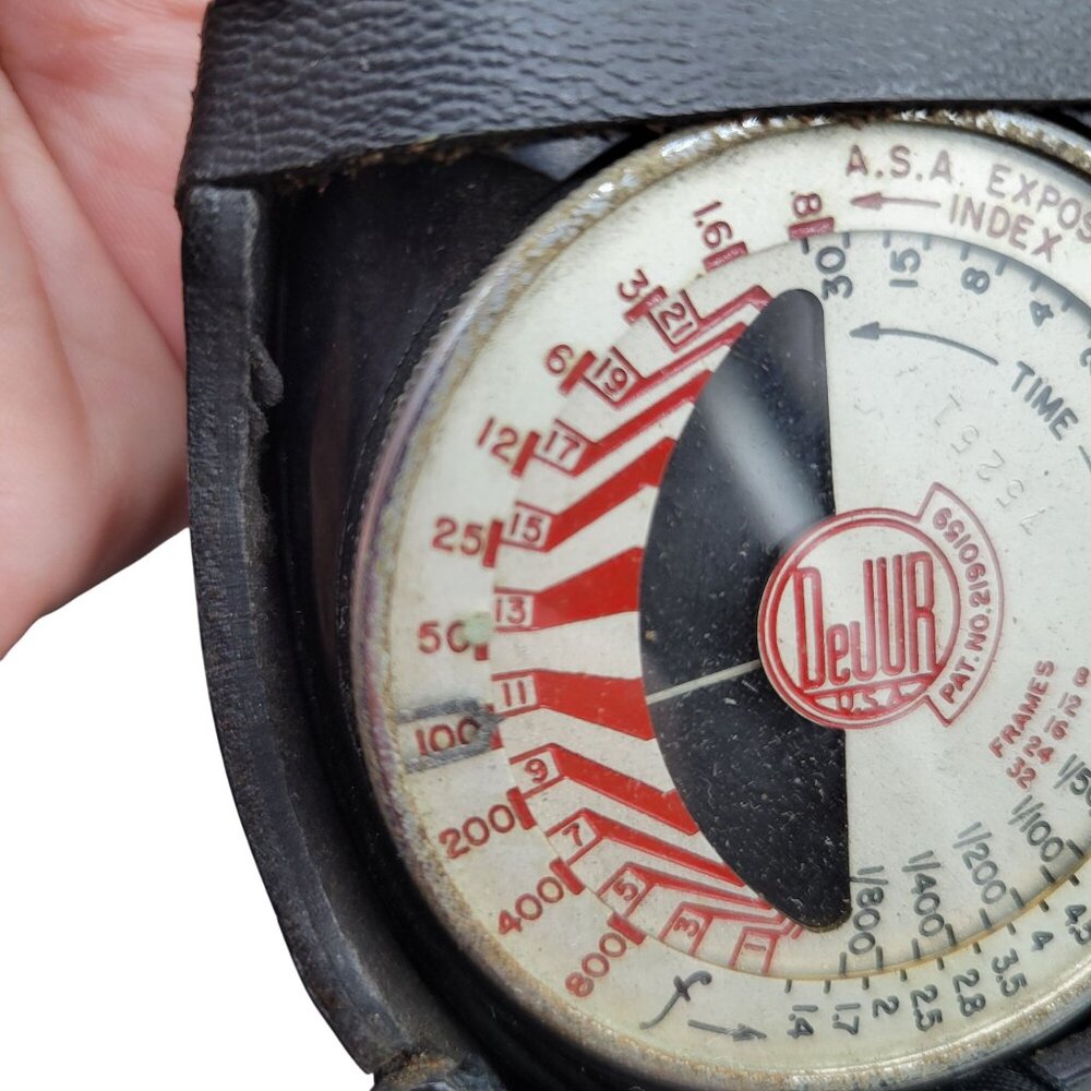 Vintage DeJur Model 50 Exposure Meter Original Leather Case and Strap - Picture 8 of 11
